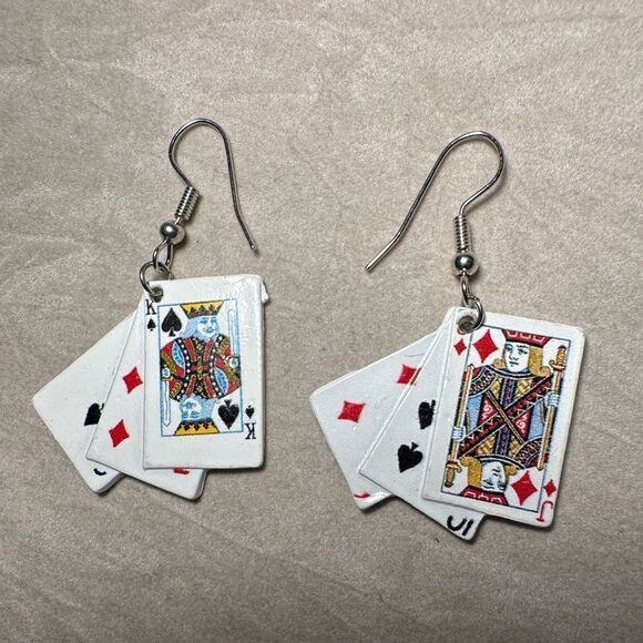 Poker Playing Cards Dangle Earrings | Fun & Unique Statement Jewelry - Picture 6 of 17